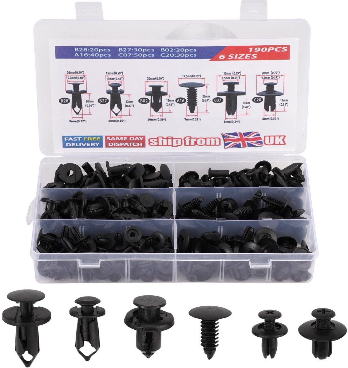 Dailygoods - Cosensi - Dailygoods - Auto Bevestigingsclips Kit met 190 Stuks