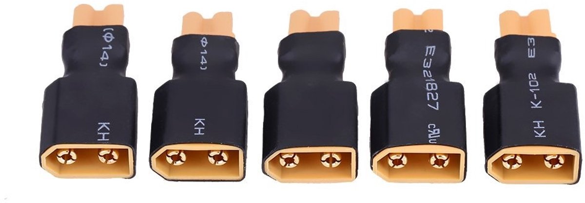 Dailygoods - Dailygoody - XT30 naar XT60 Adapter - RC Drone Connector - 5 Stuks - Batterij Converter - Eenvoudig te gebruiken - Geschikt voor Drones - Kunststof en