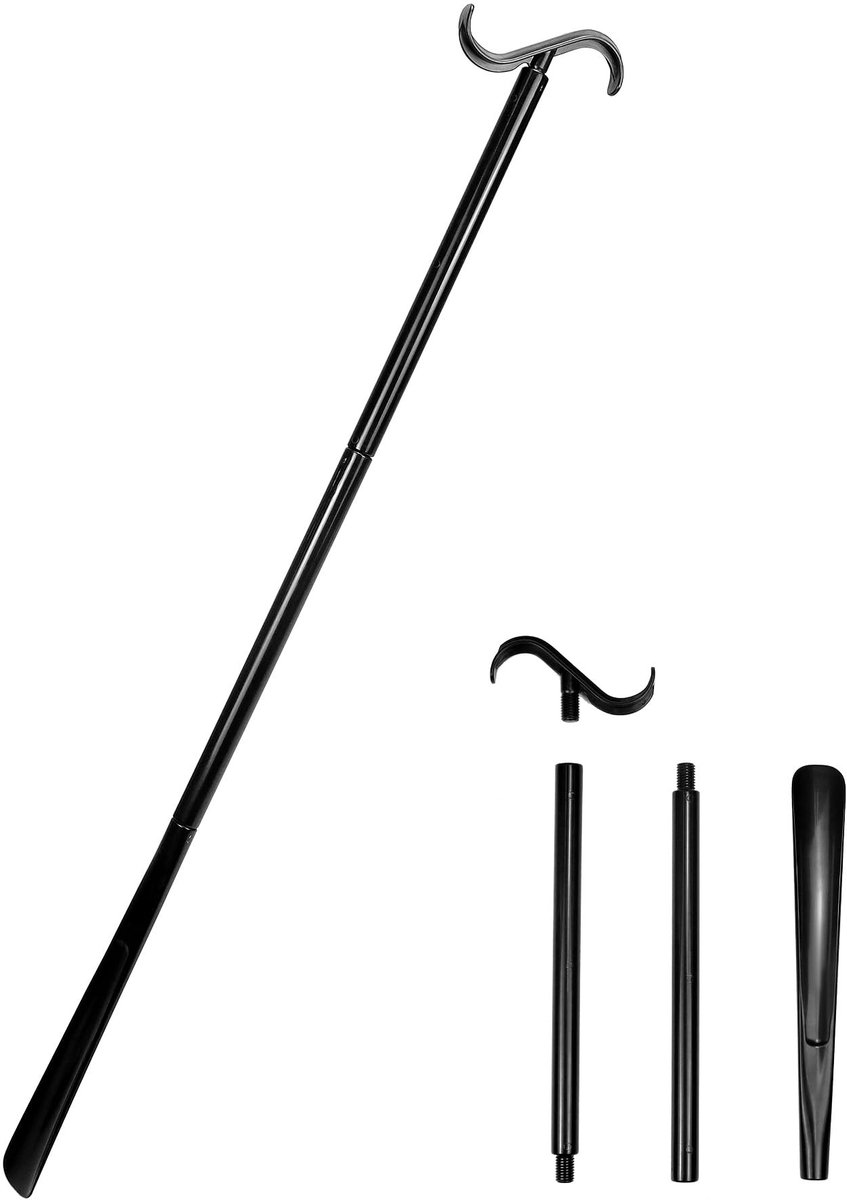Dailygoods - Schoenlepel met lange steel - Aankleedhulpmiddel voor sokken en schoenen - Verstelbare lengte van 34-88 cm - Comfortabel en gebruik...