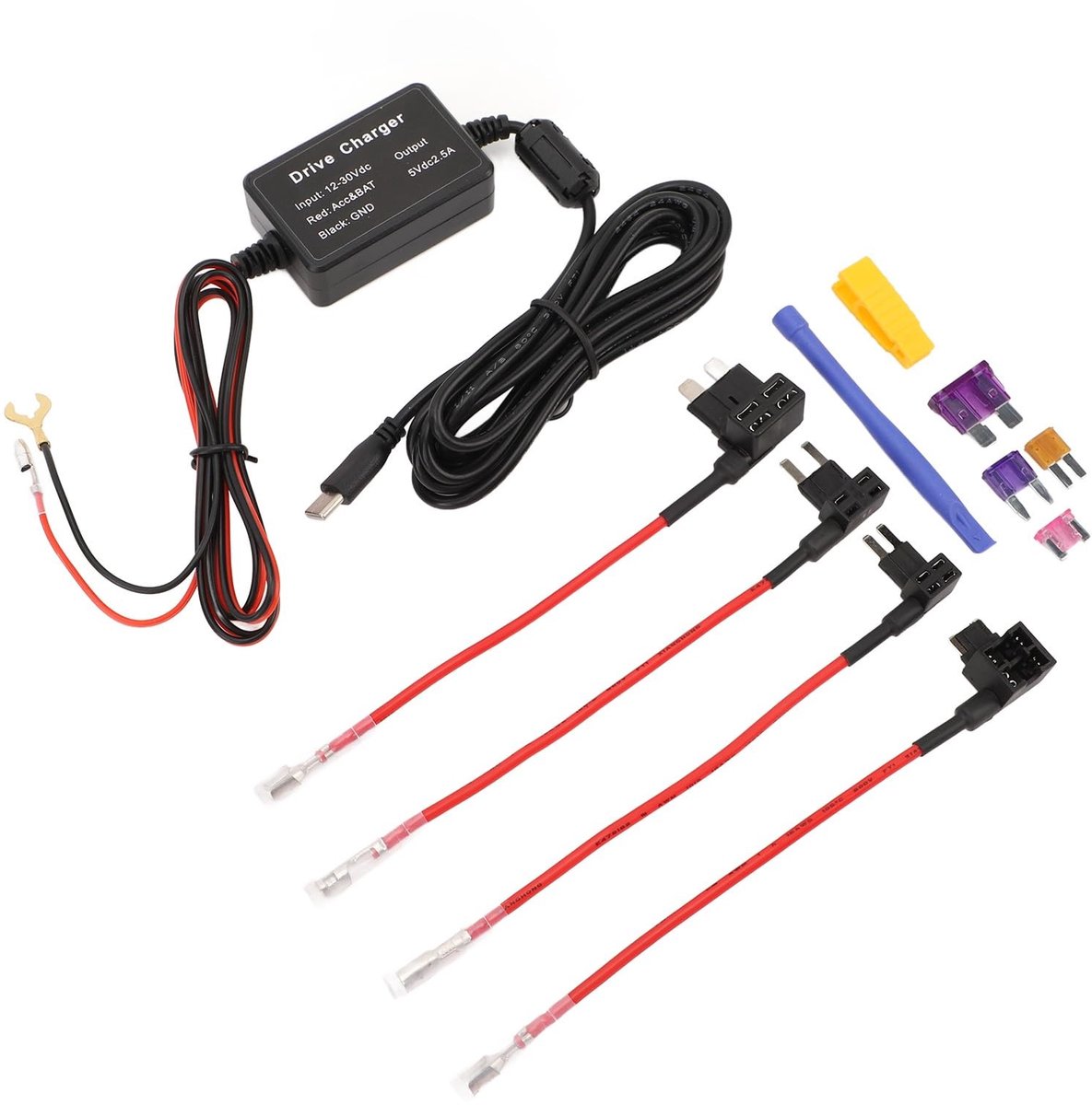 Cosensi - Dailygoods - Dailygoody - Dash Cam Hardwire Kit - Laagspanningsbeveiliging - Ideaal voor GPS - 12V naar 5V - 3,2M Kabel - Geschikt voor Auto's