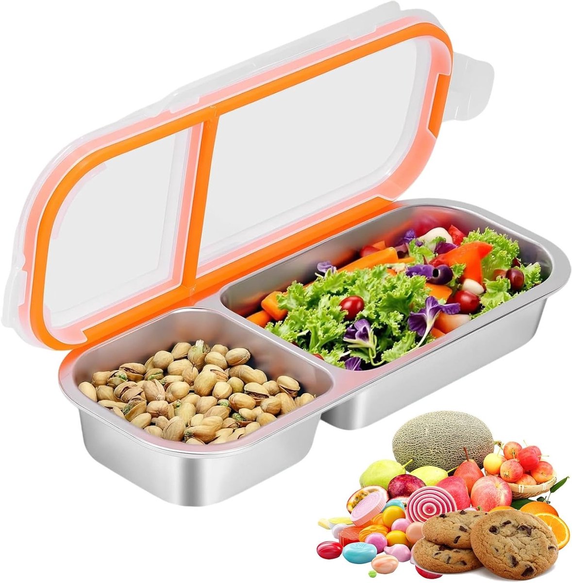 Snackdoos met Compartimenten, 2/3 Compartimenten, Ideaal voor Picknick, Gezinnen en Kinderen, Vaatwasmachinebestendig, Handige Snackopslag voor Onderweg