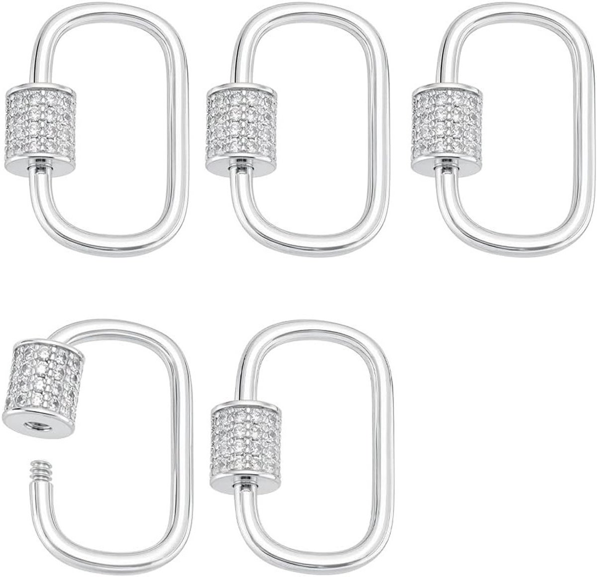 6 Stuks Kreeftsluitingen met Schroefsluiting, Messing Micro Pave Cubic Verbinder voor Sieraden, Tassen en Hondenhalsbanden
