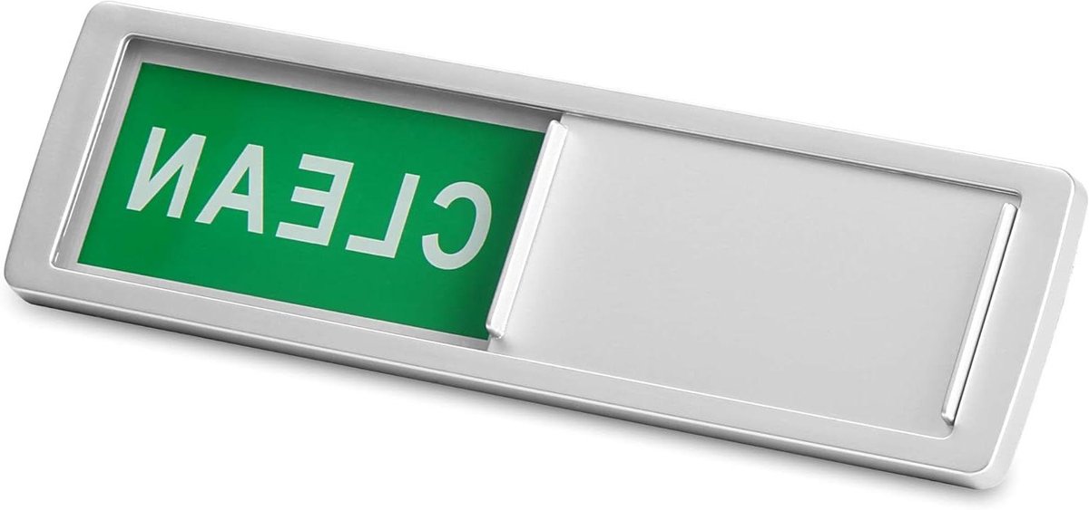 Vaatwasser indicator - Schoon vuil bord - Vaatwasser status - Magnetisch of plakbaar - 18 cm lang - Zilver