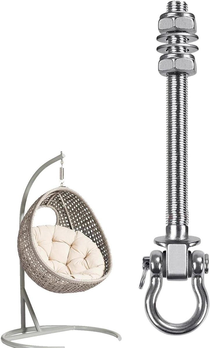 Hangmat Ophanging - Schommelstoel Hanger - Buiten Ontspannen - Roestvrij Staal - 1500 Lbs Draagvermogen - Zilverkleurig