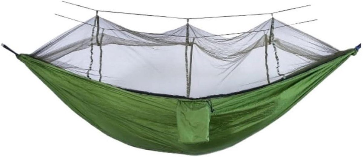 Hangmat met Klamboe - Kampeerhangmat Relaxmat - Buiten Ontspannen - Volautomatisch Openen - Lichtgewicht Nylon - Groen