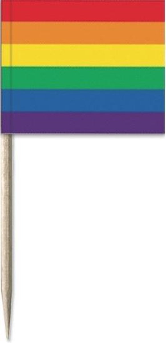 New Age Devi - Regenboog/pride vlag cocktailprikkers - 50 stuks - 8 cm