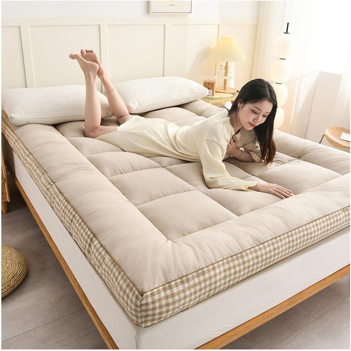 Japanse futon matras - Vloermatras oprolbaar - Logeren en slapen - Hoge dichtheid vulling - Tweepersoons XL - Grijs