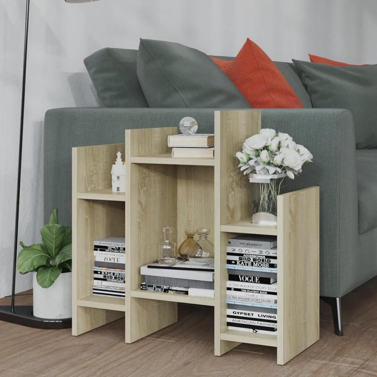 Boekenkast Hout - Opbergrek Kast - Orde Creëren - Zes Ruime Planken - 60x26x60 cm - Sonoma