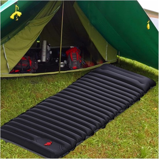 Opvouwbare Luchtmatras - Kampeerbed Slaapmat - Outdoor Ontspanning - Zelfopblaasbaar Voetpedaal - 190 x 70 cm - Blauwgroen — afbeelding 2