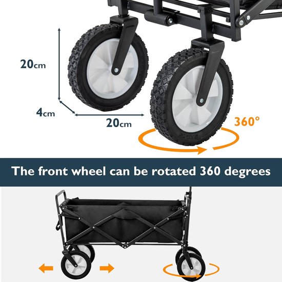 Bolderkar Inklapbaar - Outdoor Wagen - Tuin en Camping - Terrein Geschikt - 96 Liter - Zwart van Bolderkar — afbeelding 5