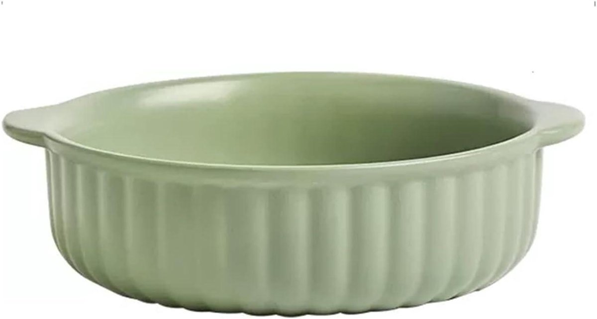 Ovenschaal Keramiek - Bakvorm Rond - Gerechten Bakken - Dubbele Oren - 20 cm - Effenn