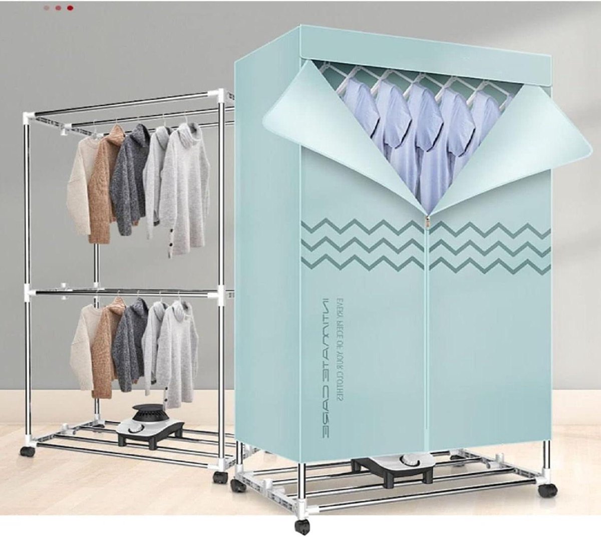 Opvouwbare Droogmachine Draagbare Wasdroger Kleding Drogen 1000W Krachtig 150 x 72 x 45 cm Grijs