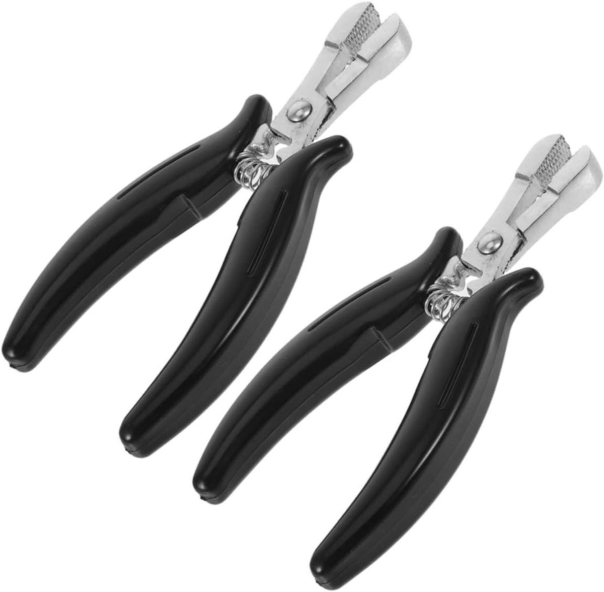 Haarverlengingstang Set - Haarklem Gereedschap - Haarstyling Aanbrengen - Netvormige Tandstructuur - 2 Stuks - Zwart