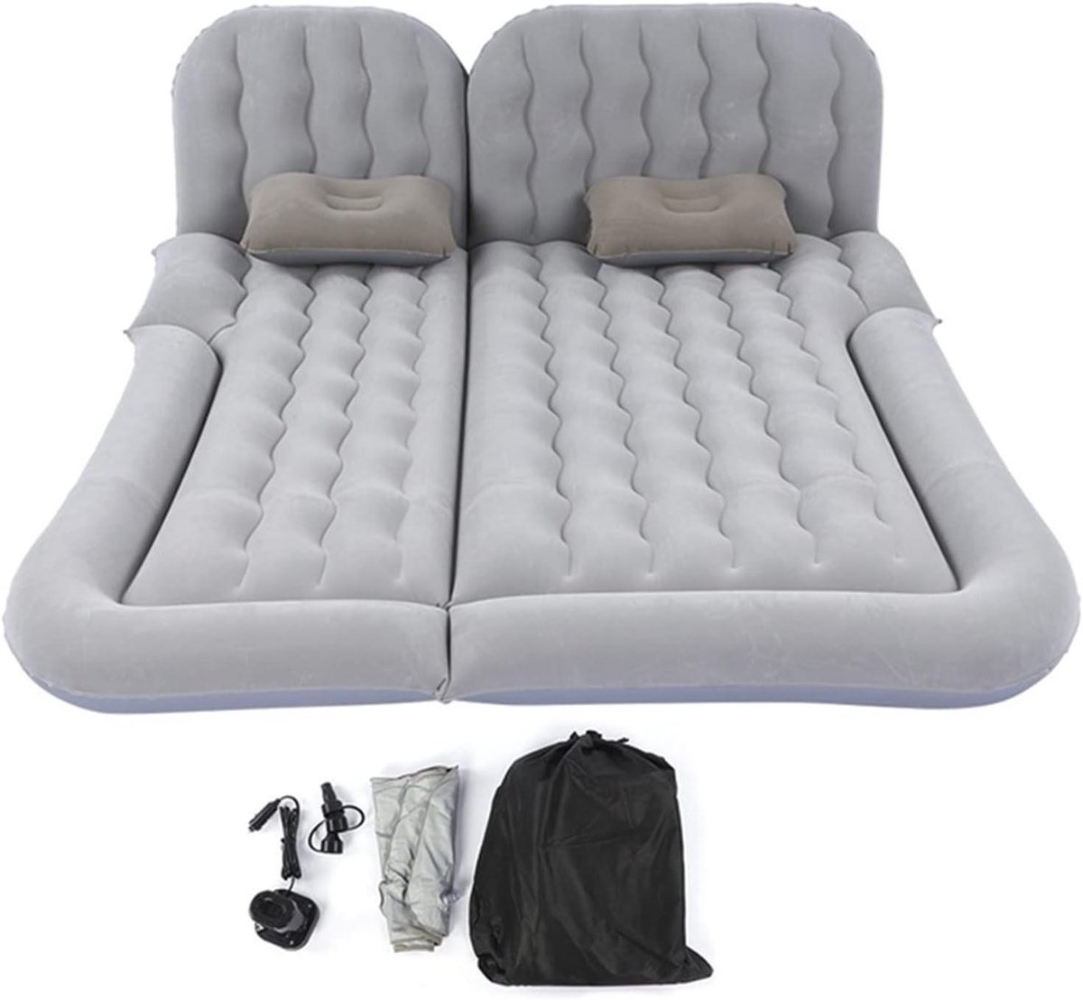 Opblaasbaar Luchtbed - Auto Matras - Kamperen en Reizen - 2-in-1 Multifunctioneel - 174 x 126 cm - Zwart/Grijs