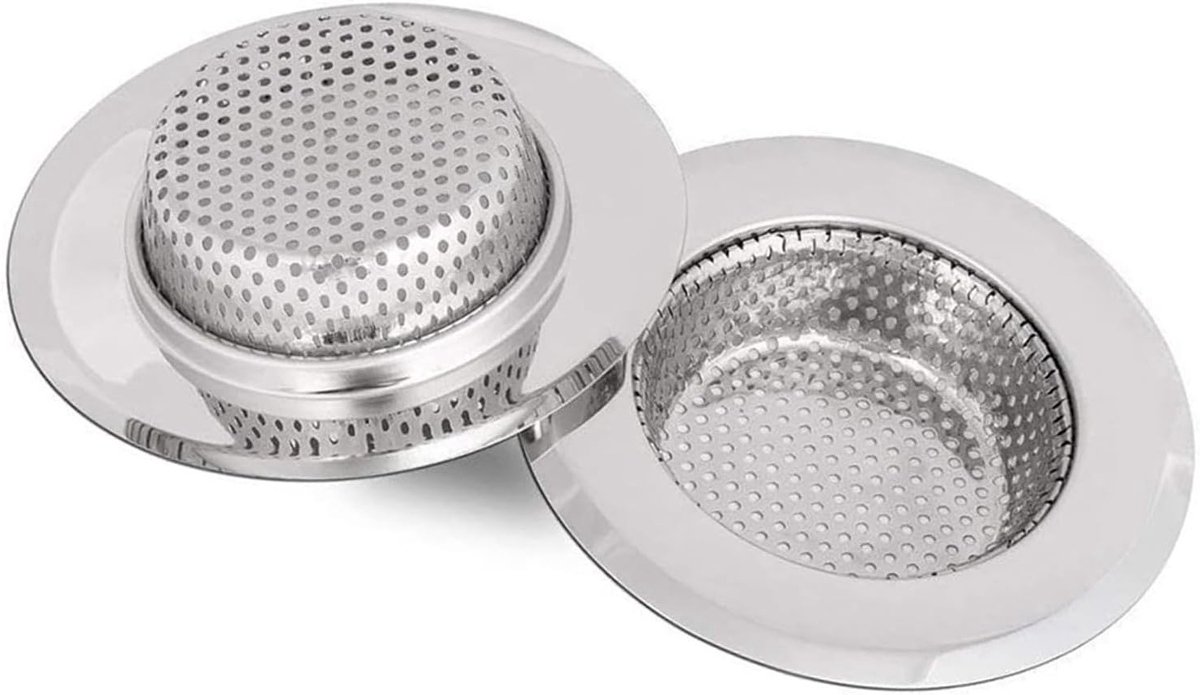 RVS Afvoerfilter voor Keuken en Badkamer, 113mm OD, Voorkomt Verstoppingen, Set van 2