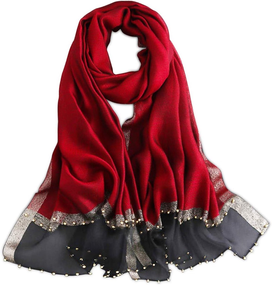 Elegante Lente Zijde Chiffon Sjaal voor Dames met Tulle Beading, Zonbescherming en Modeaccessoire voor Elke Gelegenheid