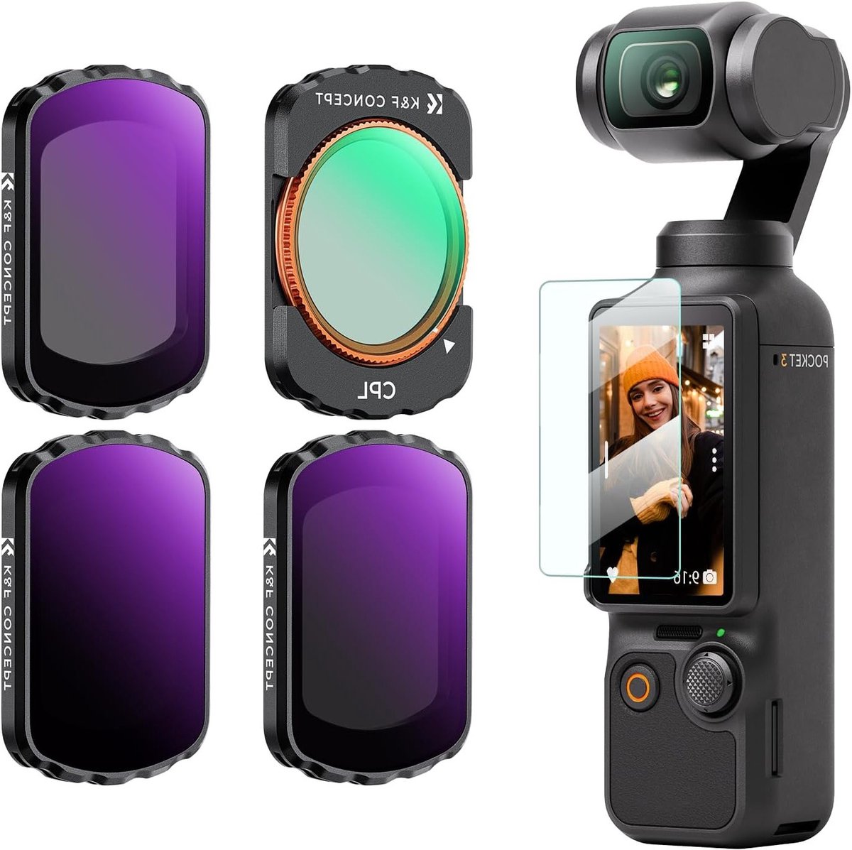 Magnetisch Polarisatiefilter Set CPL + ND16 + ND64 + ND256 voor DJI OSMO Pocket 3 - Professionele Fotografie Accessoires voor Creatieve Beelden