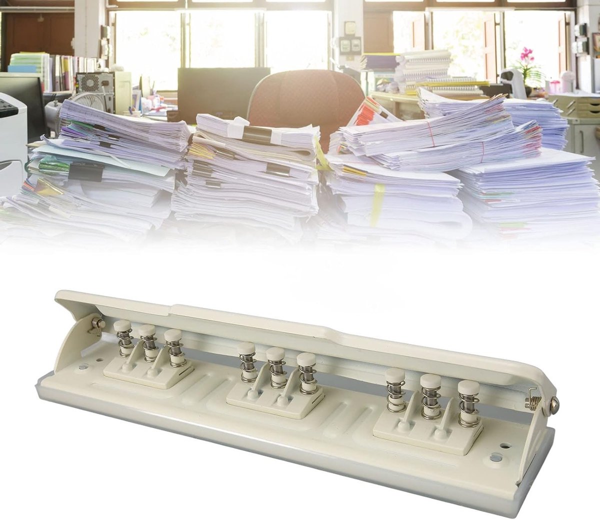 9-Holes Perforator voor Papier, DIY Perforator voor A4 B5 B6 A5 A6, Geschikt voor School en Kantoor, 8 Vellen in Één Beurt, Antislip Onderzijde