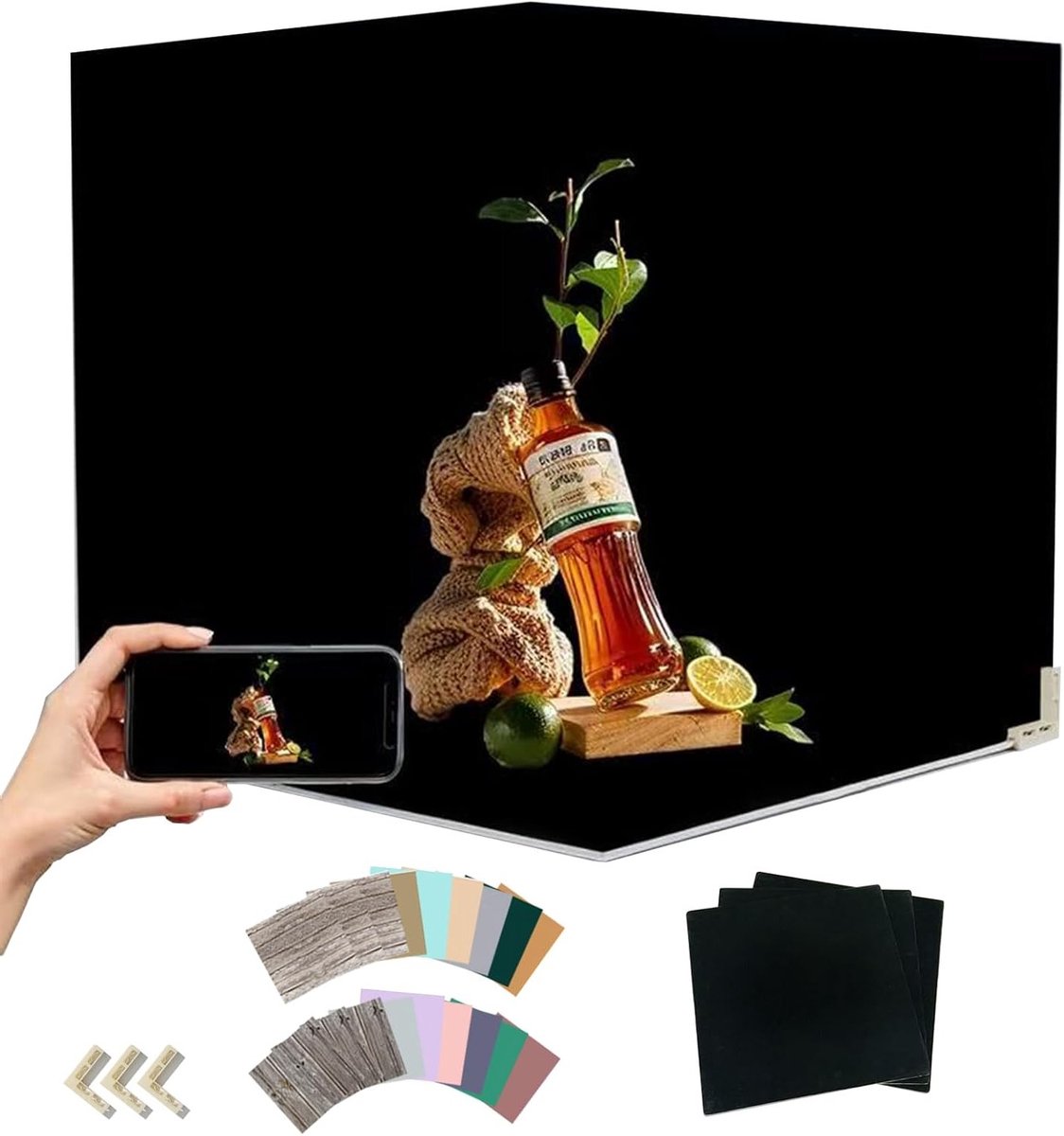 Zwart Fluweel Achtergrondset van 12 Stukken voor Fotografie van Voedsel, Sieraden en Cosmetica