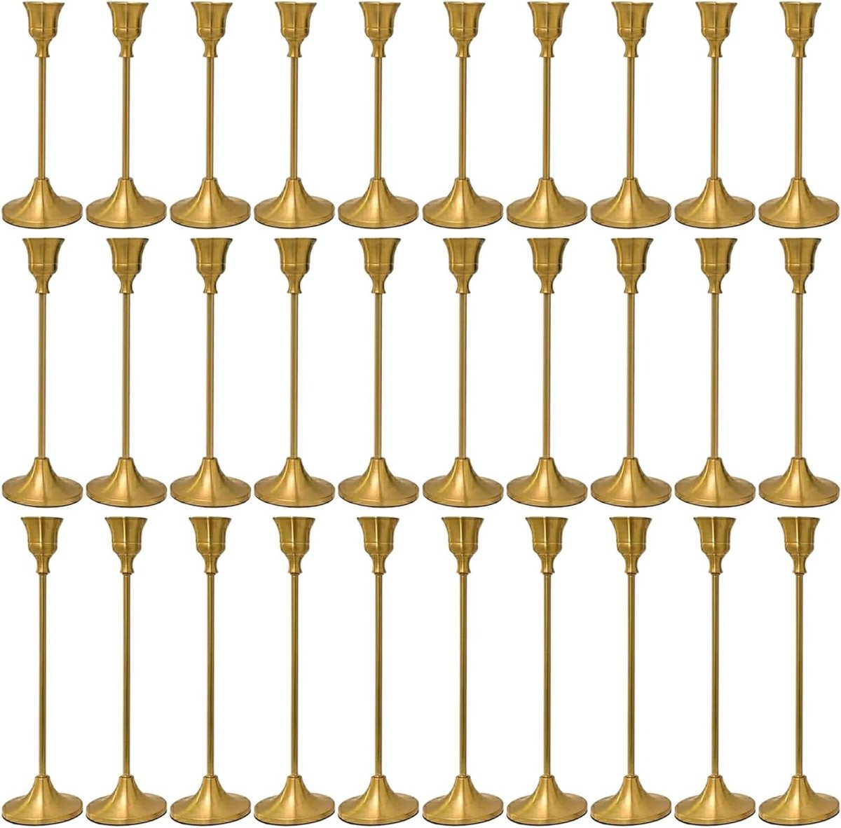 Gouden Kaarsenhouders - Kandelaar Set - Feestelijke Decoratie - Instelbare Hoogtes - 30 Stuks - Goud