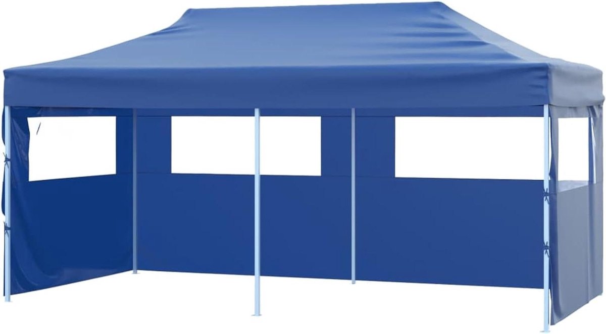 Partytent Opvouwbaar - Feesttent Outdoor - Buitenfeesten Organiseren - UV- en Waterdicht - 3 x 6 Meter - Blauw