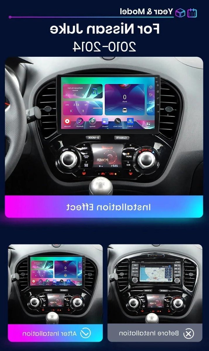 Autoradio Navigatie - Auto Multimedia - Veilige Rit - Android 15 Systeem - 9 Inch Scherm - Zwart