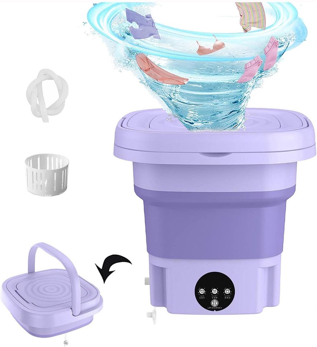 Opvouwbare Wasmachine Mini Spinner Apart Lege Kleding Met Centrifuge 8L Capaciteit Paars