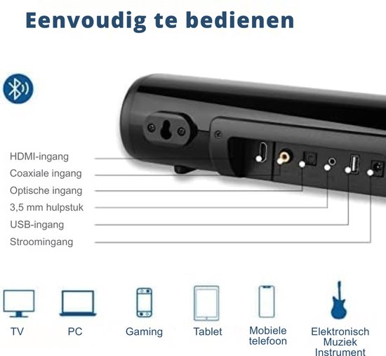 SNJY® Soundbar - TV Speaker - Home Cinema - Gaming Soundbar - 30 W - Zwart van SNJY — afbeelding 2