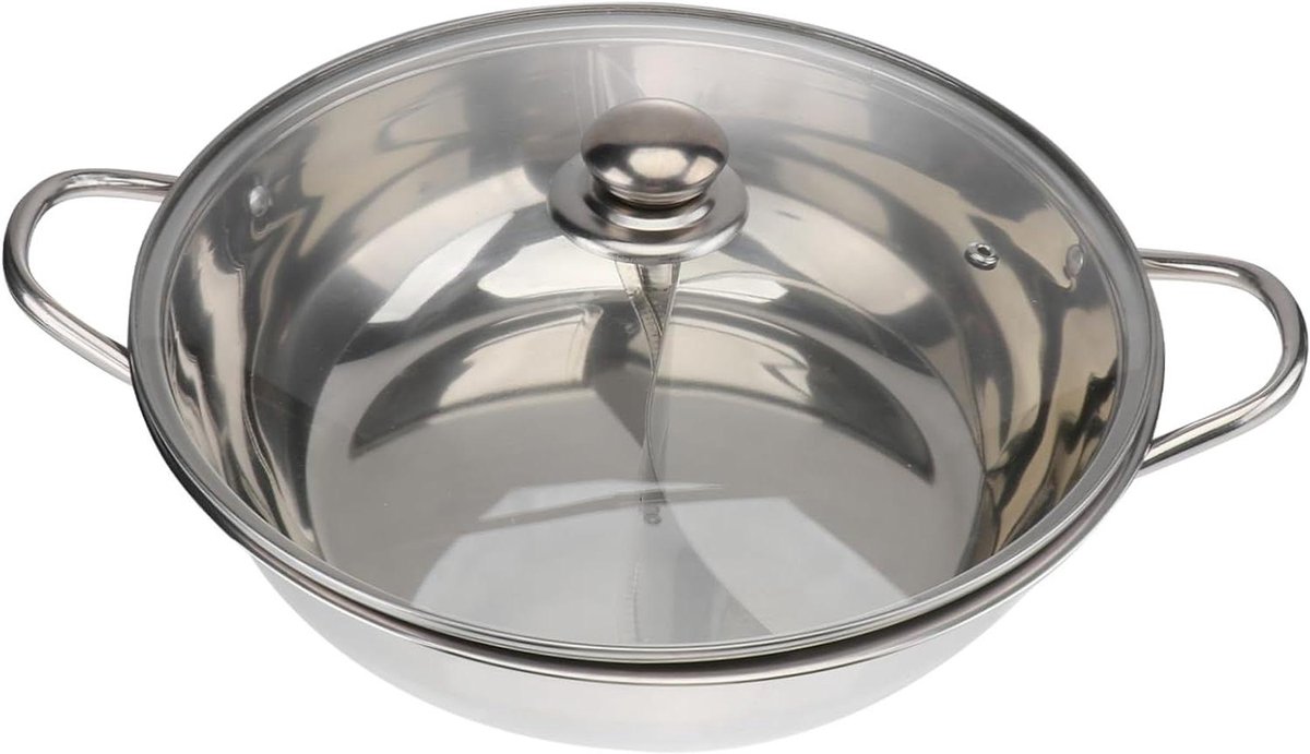 Dubbele Kookpot - Hotpot Pan - Gezellig Tafelen - Dubbelzijdig Ontwerp - 28 cm - Zilver