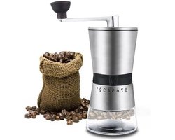 Koffiemolen RVS - Handmolen Bonen - Verse Koffie - Instelbare Maalgraad - 15 x 8.5 x 21.5 cm - Rood