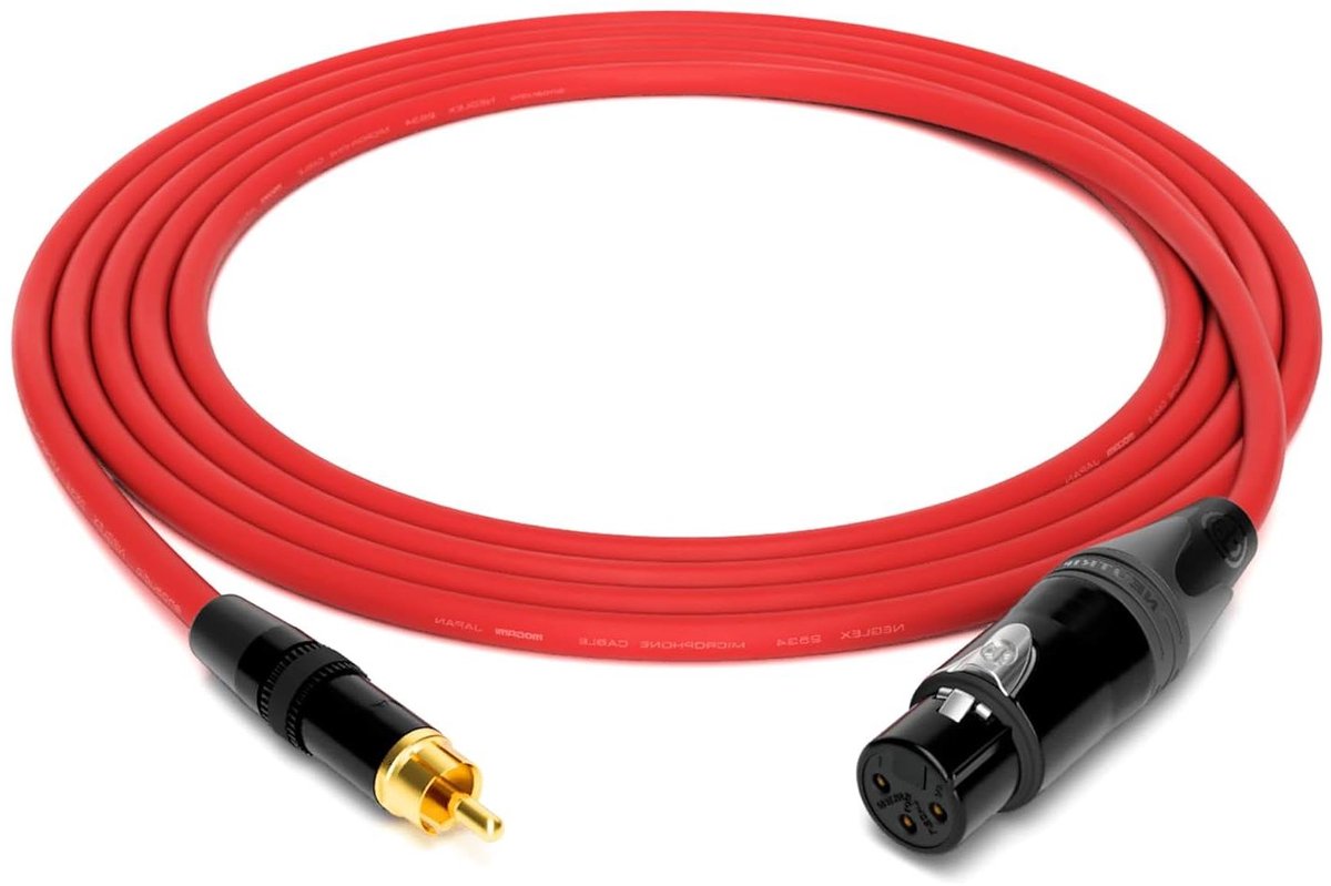 Studio Kabel - XLR RCA - Muziek Opnemen - Quad Structuur - 5 meter - Rood