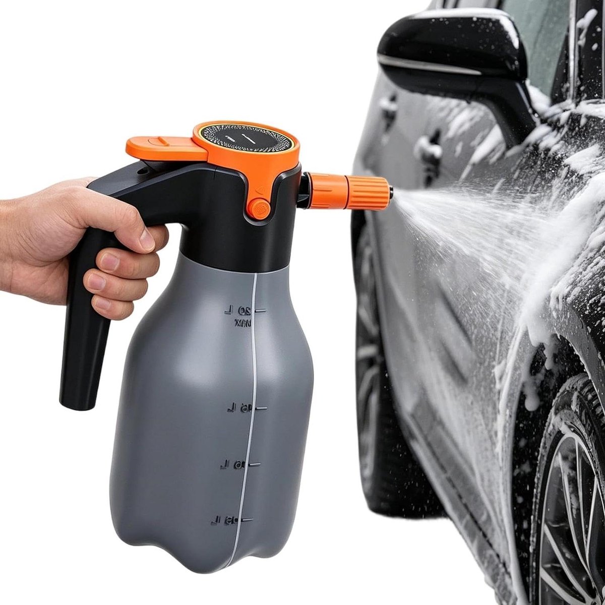 Schuimsproeier - Sproeiflacon - Auto Wassen - Elektrisch Oplaadbaar - 2 Liter - Grijs Oranje