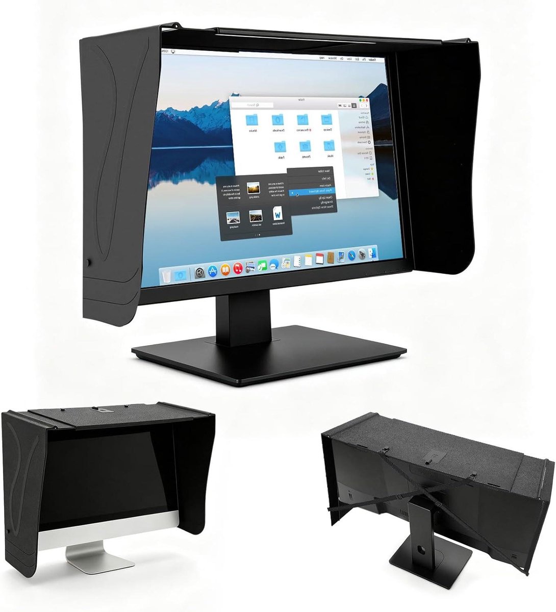 Monitorzonnekap - Schermkap - Minder Schittering - Verstelbare Breedte - 17-27 inch - Zwart