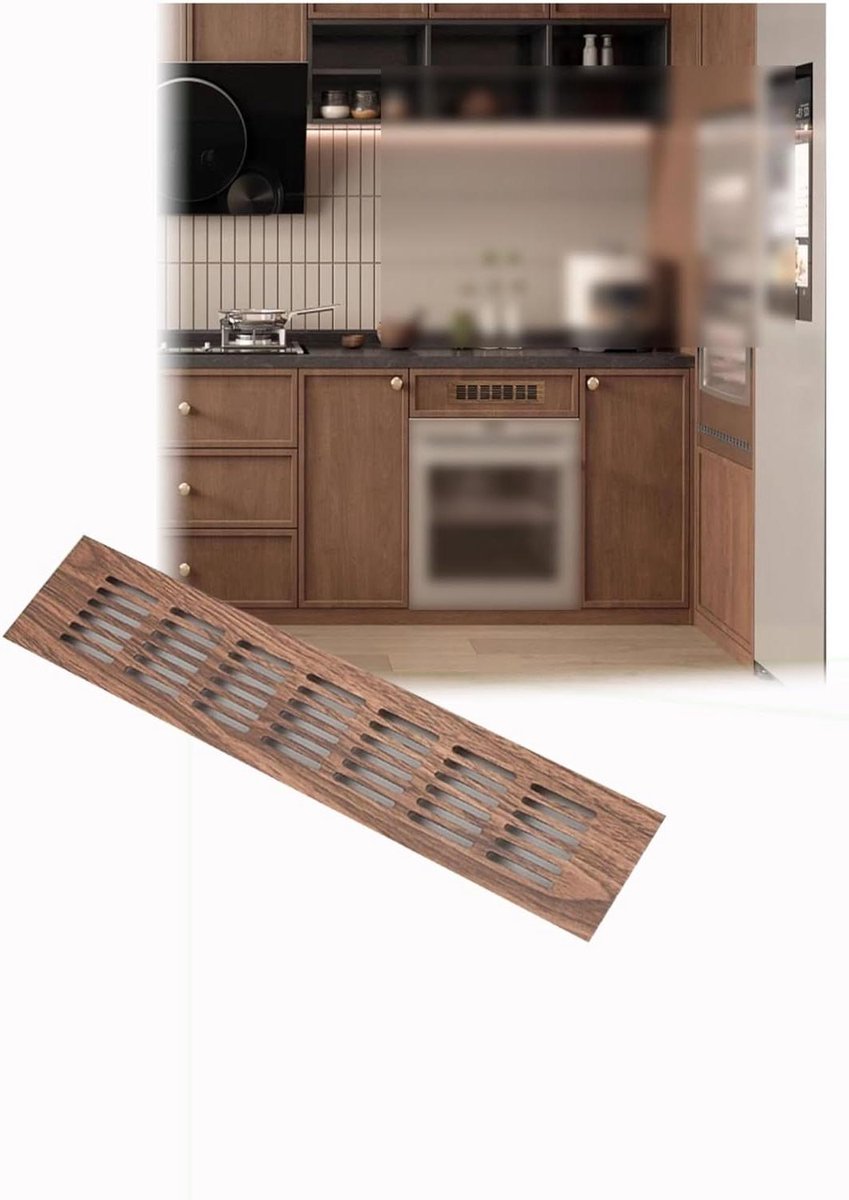 Ventilatieroosters Houtnerf - Luchtgaten Meubel - Kast Ventilatie - Hol Hol Ontwerp - 60x300mm - Houtkleur