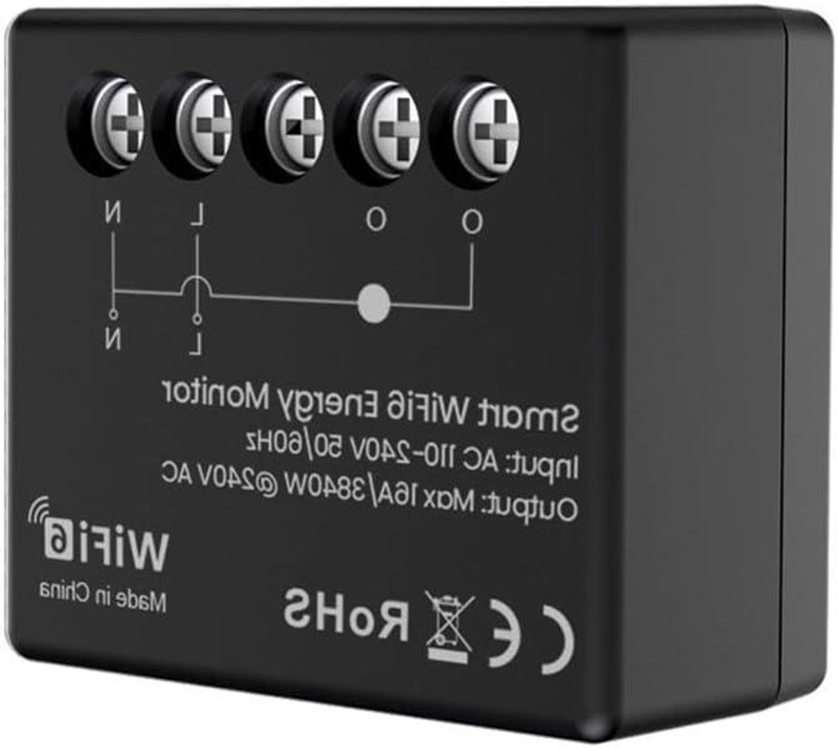 Slimme Energiemeter - Stroomverbruik Monitor - Energie Besparen - Real-time WiFi Monitoring - 7 x 7 x 3 cm - Zwart
