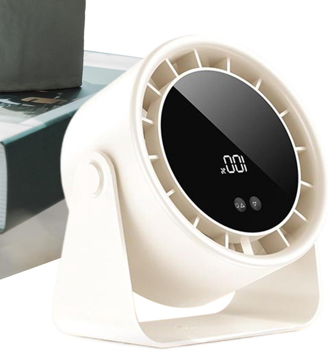 Kleine Ventilator - Persoonlijke Tafelventilator - Persoonlijke Koeling - Draadloos & Stil - 17 cm - Wit