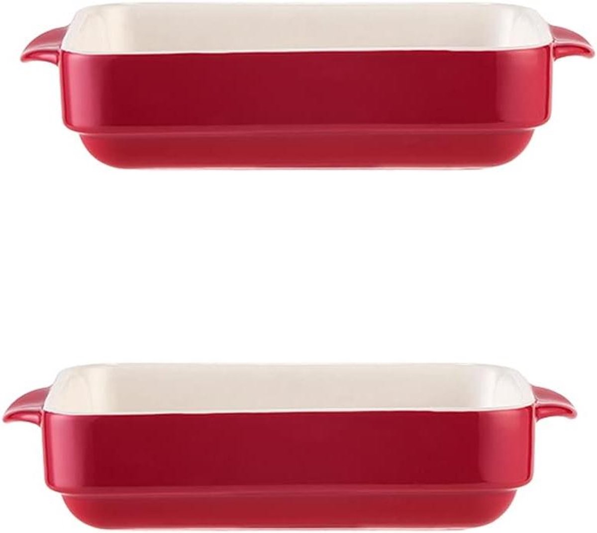 Keramische Ovenschalen - Lasagneschotel Braadpan - Culinair Genieten - Set van 2 - 18 cm - Rood