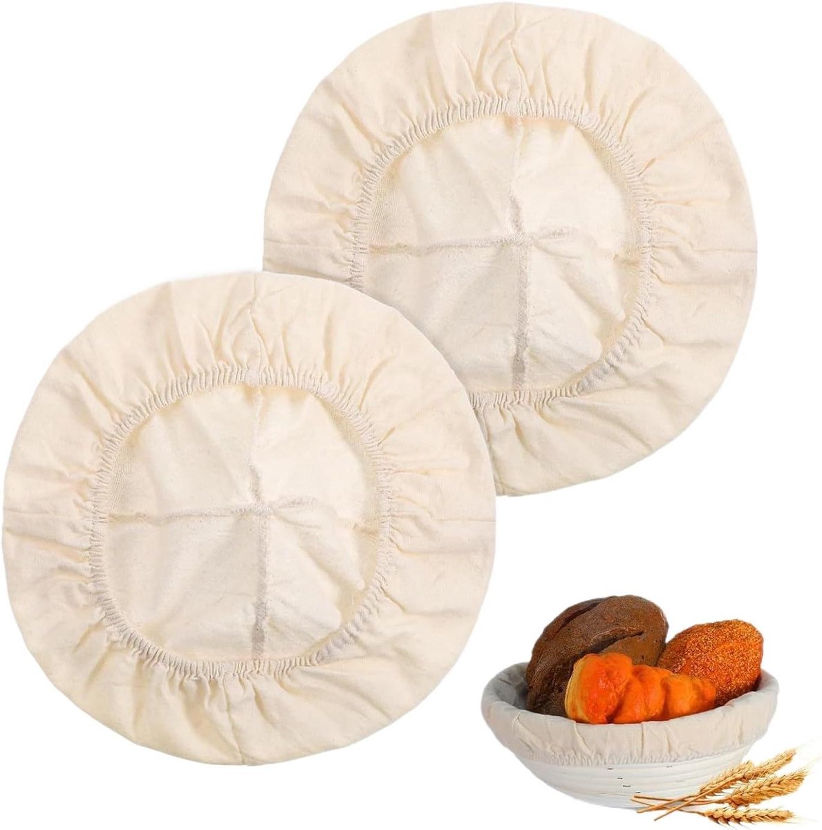 Broodkomhoezen - Rijshulpen - Brood Bakken - Ademende Voering - 20 x 20 cm - Niet gespecificeerd