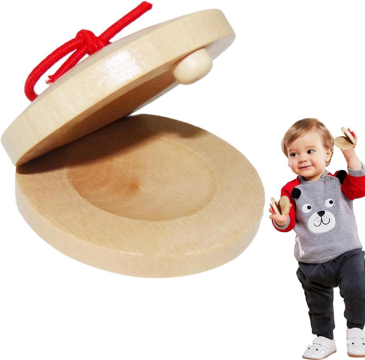 Houten Castagnetten - Muziekinstrument Ritme Speelgoed - Muziek Leren - Robuust en Veilig - 55 x 55 cm - Niet gespecificeerd