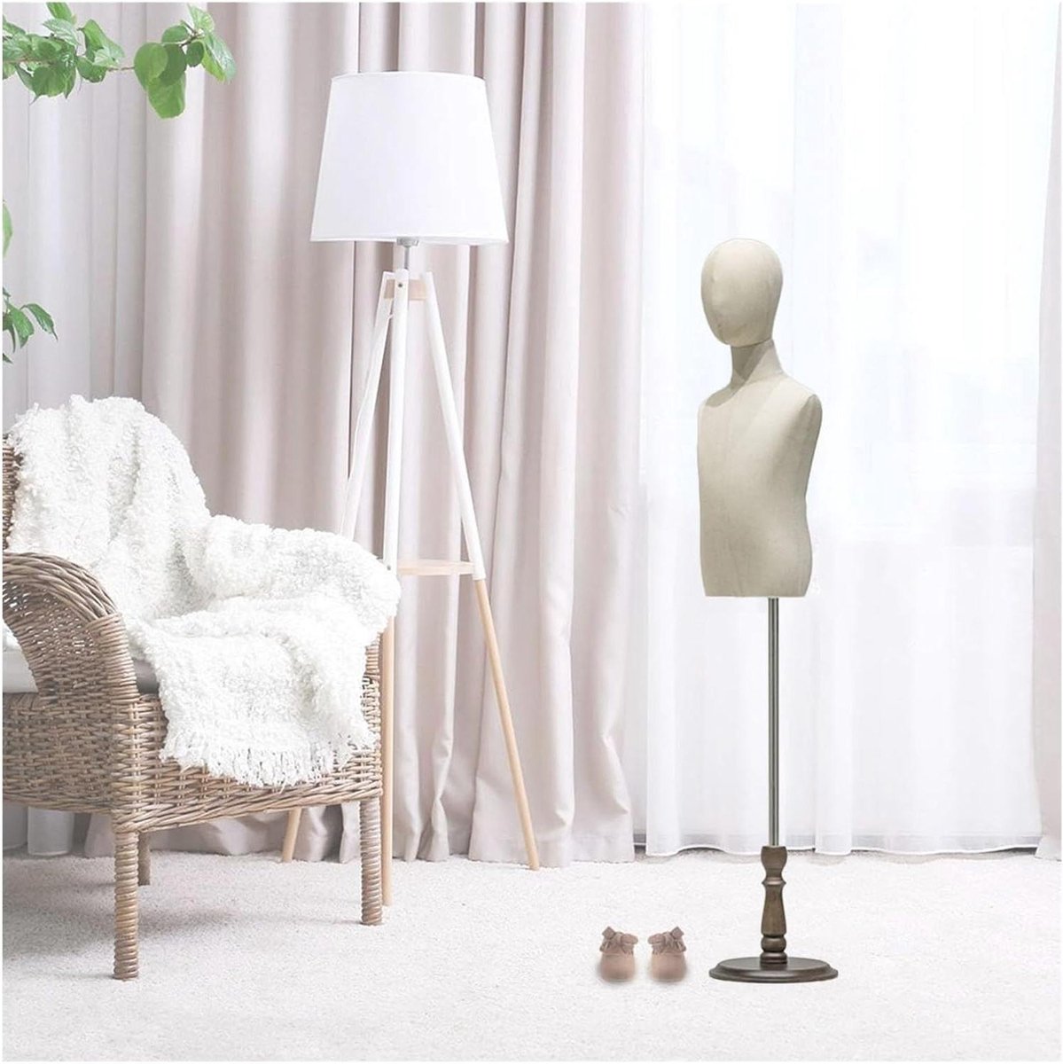 Kindermannequin met Hoofd - Paspop Kinderen - Kleding Presenteren - Verstelbare Hoogte - 93-140 cm - Beige