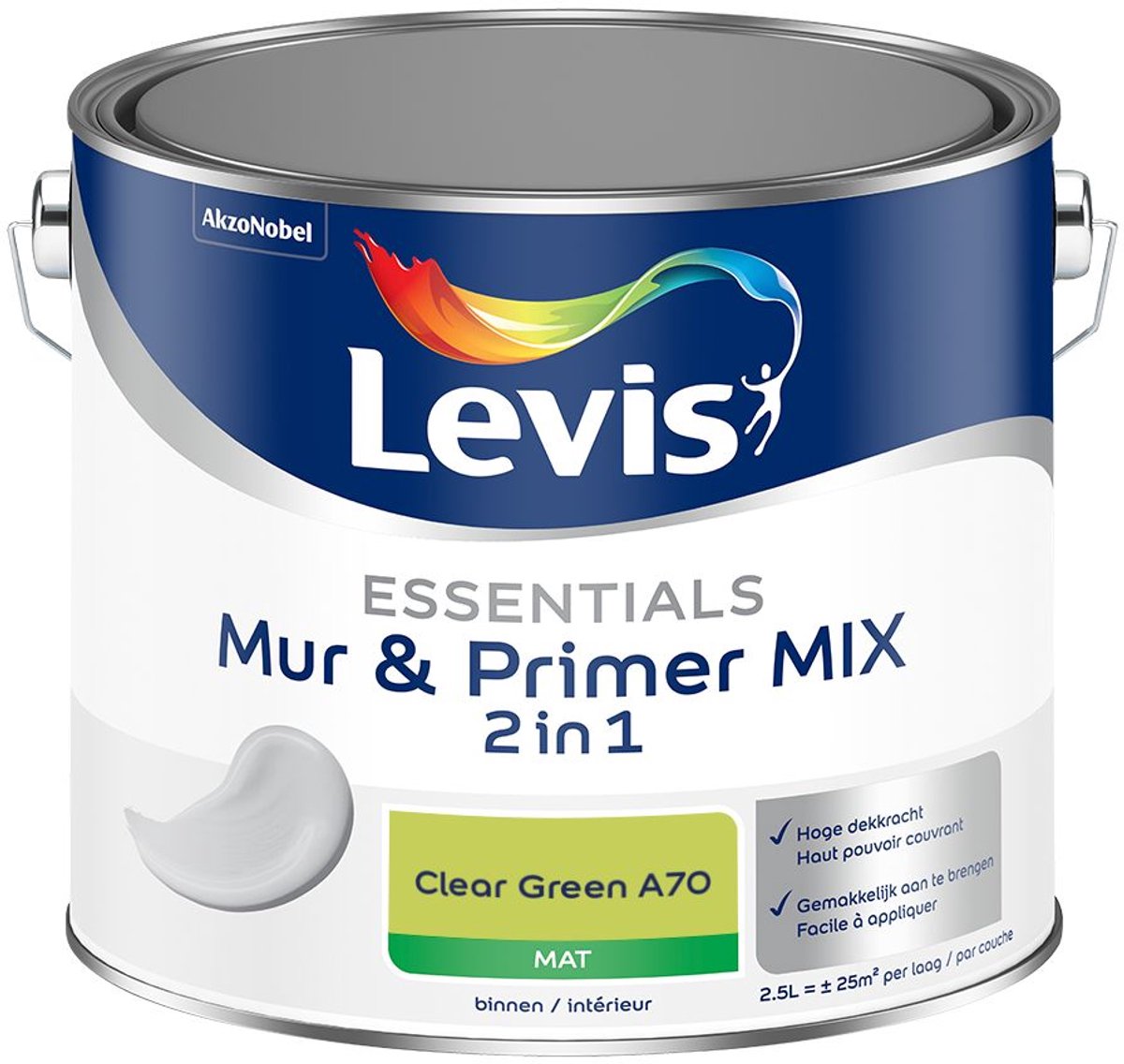 Levis - Essentials Mur & Primer Mix - Clear Green A70 - Mengverf - 2,5 L