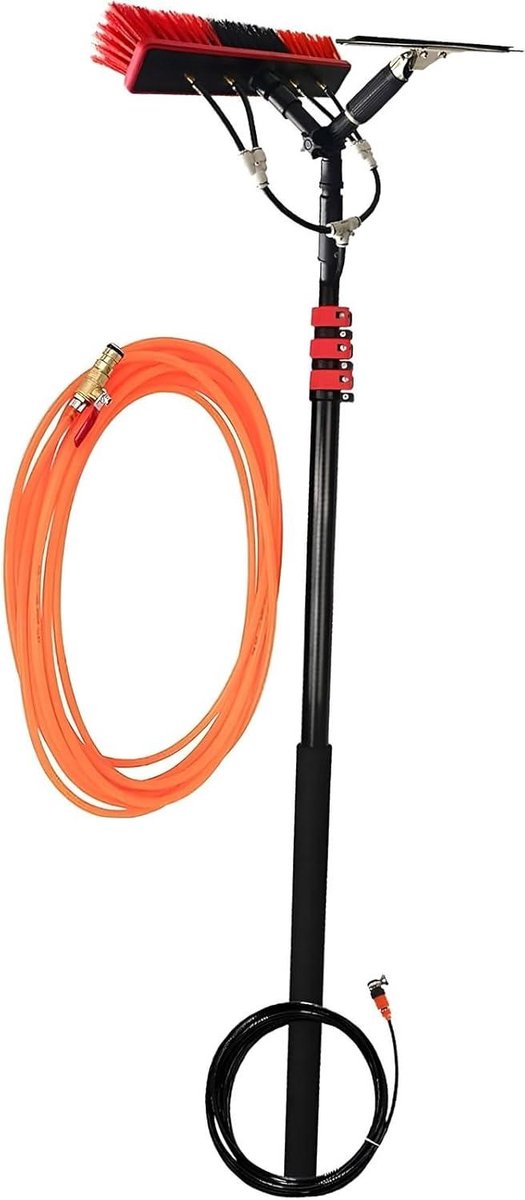 Raamreinigingsset Telescopisch - Raamwisser Watergevoed - Ramen Schoonmaken - Uitschuifbaar Tot 72 Meter - 55 cm Borstelkop - Niet Van Toepassing