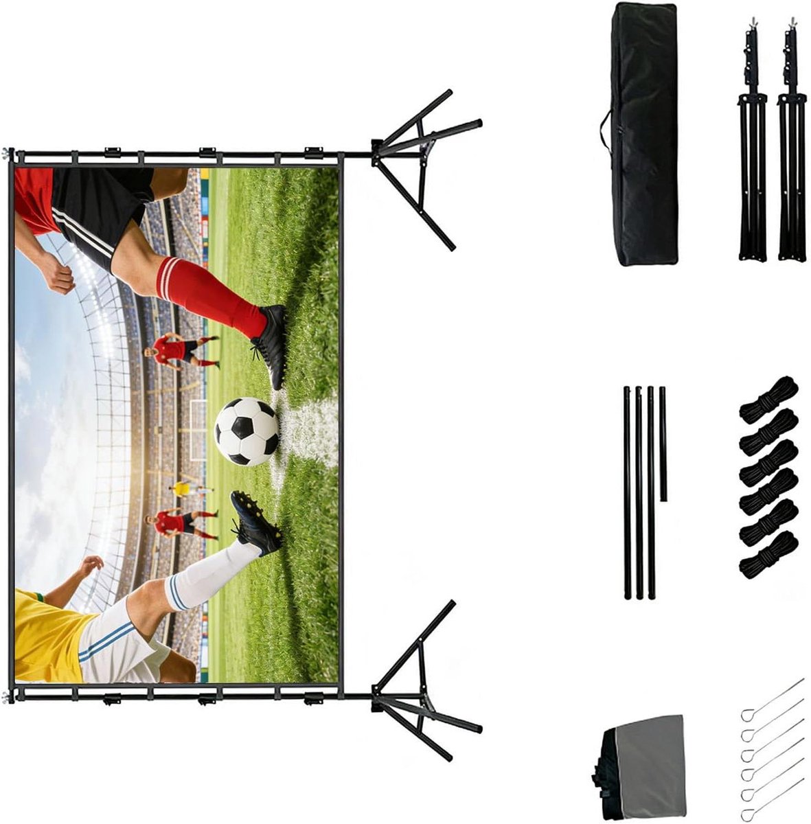Projectiescherm Buiten - Outdoor Scherm - Film Avonden - Dubbele Stabiele Stand - 84 100 120 inch - Wit