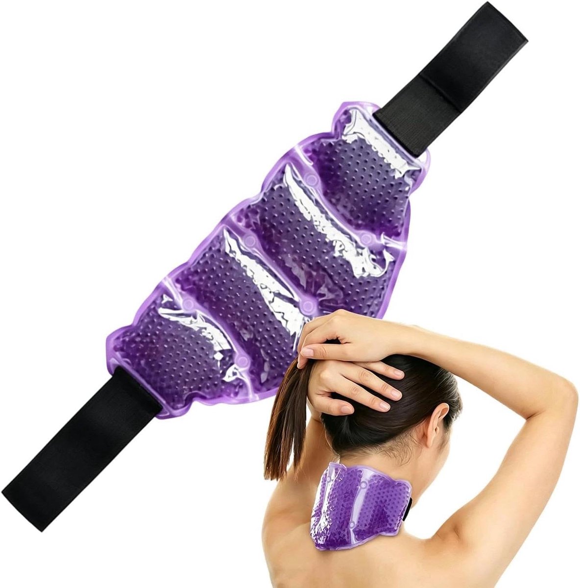 Nek Kompres - Verkoelende Wrap - Nek Ontspanning - Herbruikbaar Warm/Koud - 33 x 16 cm - Blauw