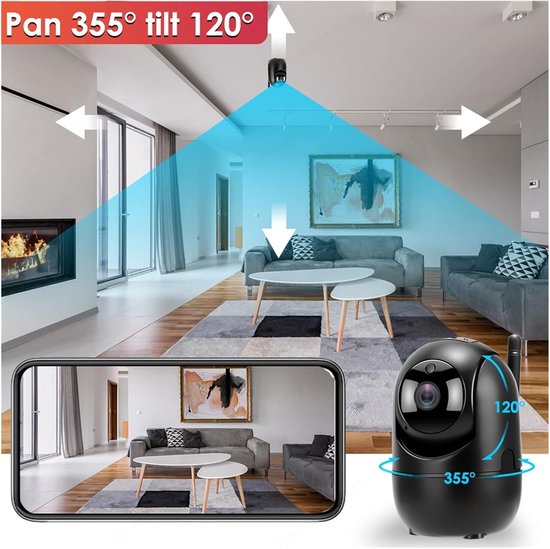 Beveiligingscamera Binnen - Mini Camera - Woning Bewaken - AI Tracking - 1080p HD - Wit — afbeelding 3