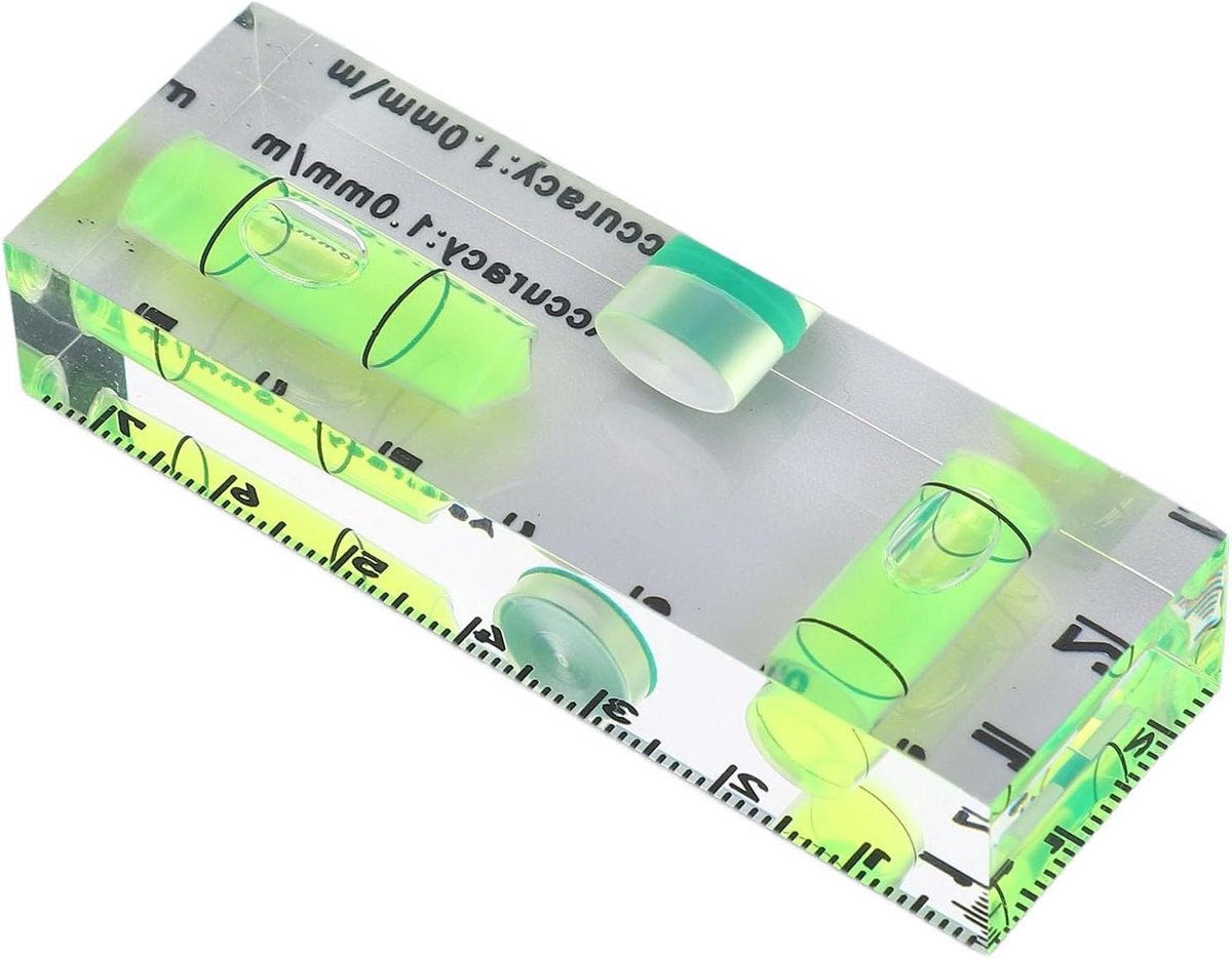 Mini Waterpas - Bel Liniaal - Nauwkeurig Meten - Magnetische Basis - 75x25x15mm - Transparant