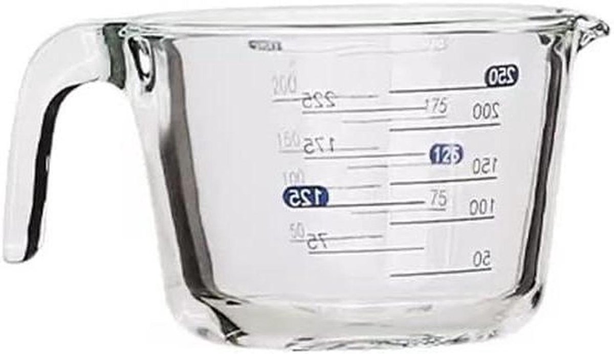 Glazen Maatbeker - Keukenbeker - Bakken en Koken - Hittebestendig Glas - 250ML - Transparant