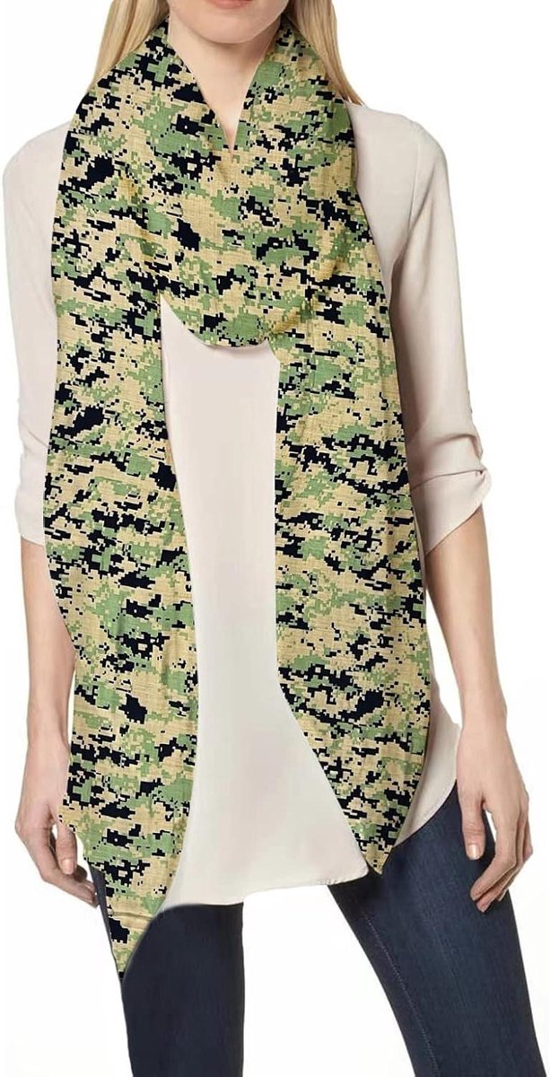 Camo Sjaal - Draagbaar Accessoire - Veelzijdig Gebruik - Lichtgewicht Ademend - 90x180 cm - Groen Zwart