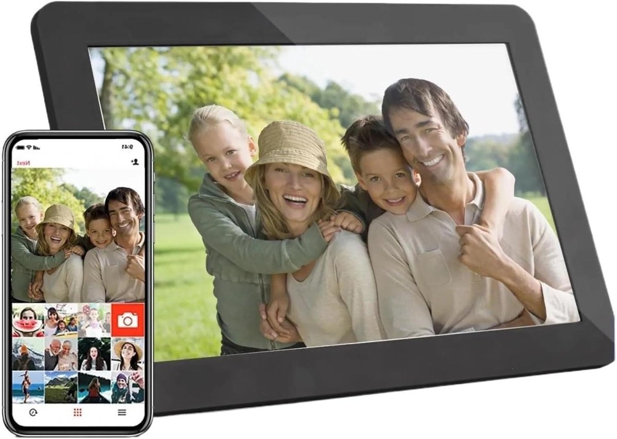 Digitale Fotolijst - Foto Weergever - Foto's Delen - Touch Control WiFi - 10.1 Inch - Zwart