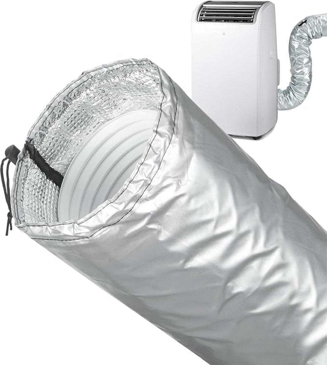 Draagbare Airconditioner Slanghoes - Verstelbare Lengte: 127–151 Cm - Met Bandjes - Mobiele Airconditioning Accessoires - Airco Slanghoes - Airco Beschermhoes - Isolatiehoes - Geschikt Voor Zowel 12.7 Als 15 Cm Diameter Uitlaat Kanaalventilatie